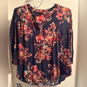 Torrid Women's Floral Navy Top